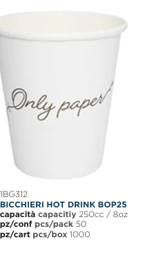 Bicchiere hot drink BOP25 &ndash; 250cc